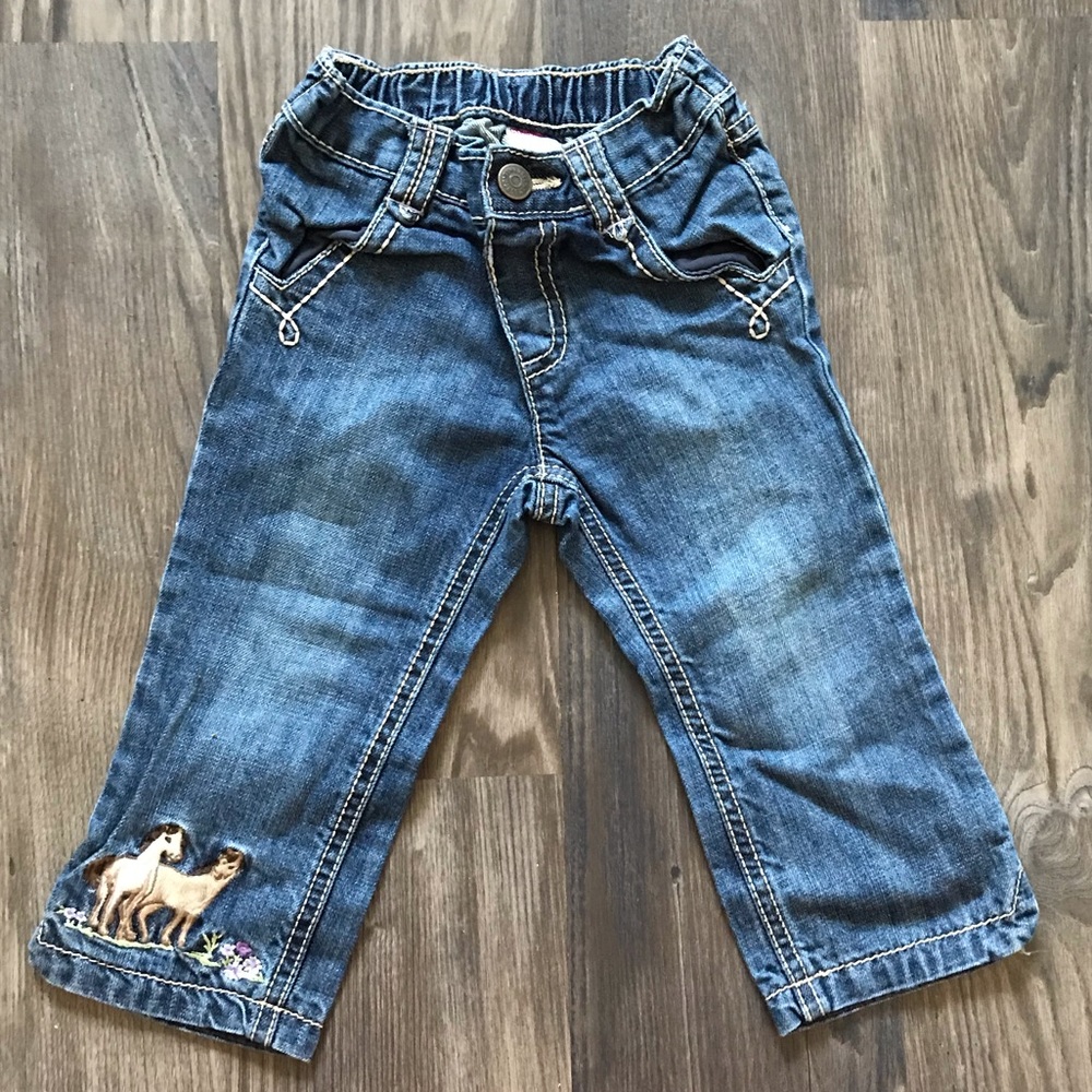 Embroidered Horse Blue Jeans